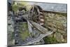 Defunct Undershot Waterwheel on Old Mill Ruin on Welsh Hillside-null-Mounted Photographic Print