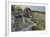 Defunct Undershot Waterwheel on Old Mill Ruin on Welsh Hillside-null-Framed Photographic Print