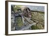 Defunct Undershot Waterwheel on Old Mill Ruin on Welsh Hillside-null-Framed Photographic Print