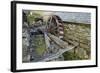 Defunct Undershot Waterwheel on Old Mill Ruin on Welsh Hillside-null-Framed Photographic Print