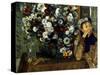 Degas: Woman & Flowers-Edgar Degas-Stretched Canvas