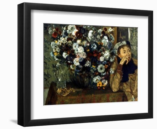 Degas: Woman & Flowers-Edgar Degas-Framed Giclee Print