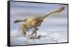 Deinonychus Antirrhopus Preys on a Fish-null-Framed Stretched Canvas