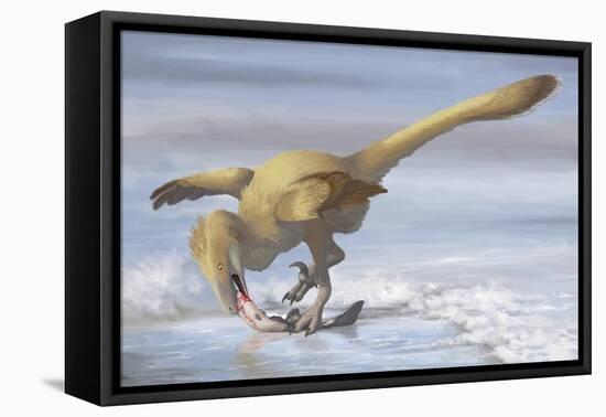 Deinonychus Antirrhopus Preys on a Fish-null-Framed Stretched Canvas