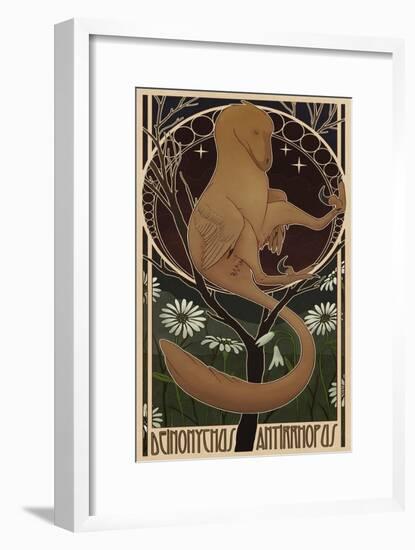 Deinonychus Antirrhopus Reconstructed in Art Nouveau Style-Stocktrek Images-Framed Art Print