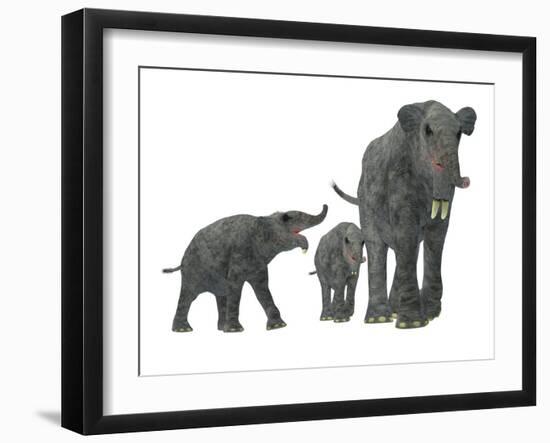 Deinotherium with Offspring-Stocktrek Images-Framed Art Print