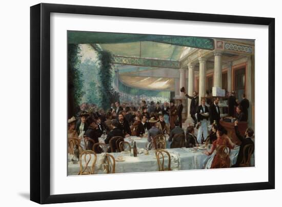 Dejeuner du Salon au Cafe la Cascade-Jean Andre Rixens-Framed Art Print