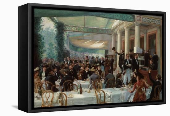 Dejeuner du Salon au Cafe la Cascade-Jean Andre Rixens-Framed Stretched Canvas