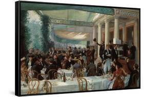 Dejeuner du Salon au Cafe la Cascade-Jean Andre Rixens-Framed Stretched Canvas