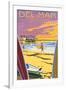 Del Mar, California - Beach and Pier-Lantern Press-Framed Art Print