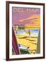 Del Mar, California - Beach and Pier-Lantern Press-Framed Art Print