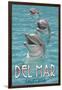 Del Mar, California - Dolphins-Lantern Press-Framed Art Print