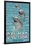 Del Mar, California - Dolphins-Lantern Press-Framed Art Print