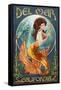 Del Mar, California - Mermaid-Lantern Press-Framed Stretched Canvas