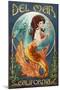 Del Mar, California - Mermaid-Lantern Press-Mounted Art Print