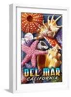 Del Mar, California - Shell Montage-Lantern Press-Framed Art Print