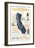 Del Mar, California - Typography and Icons-Lantern Press-Framed Art Print