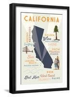 Del Mar, California - Typography and Icons-Lantern Press-Framed Art Print