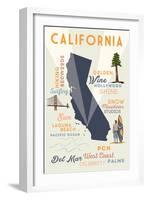 Del Mar, California - Typography and Icons-Lantern Press-Framed Art Print