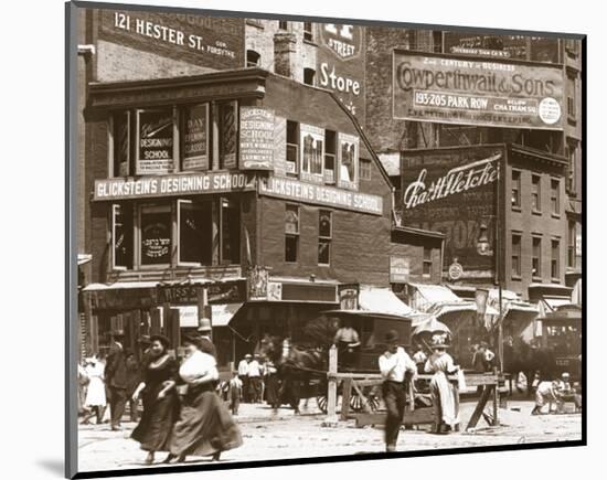 Delancey and Essex Streets, Manhattan, c.1908-null-Mounted Art Print