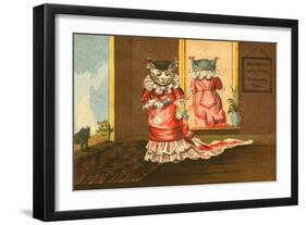 Deland's Baking Powder Trade Card of a Cat in a Red Dress-null-Framed Giclee Print