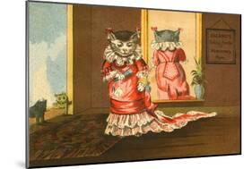 Deland's Baking Powder Trade Card of a Cat in a Red Dress-null-Mounted Giclee Print