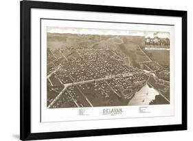 Delavan, Wisconsin - Panoramic Map-Lantern Press-Framed Art Print