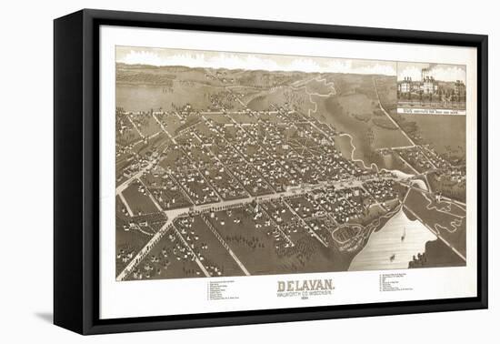 Delavan, Wisconsin - Panoramic Map-Lantern Press-Framed Stretched Canvas