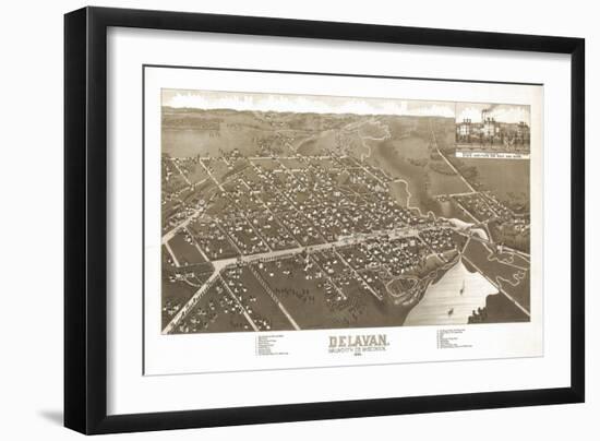 Delavan, Wisconsin - Panoramic Map-Lantern Press-Framed Art Print