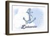 Delaware - Anchor - Blue - Coastal Icon-Lantern Press-Framed Art Print