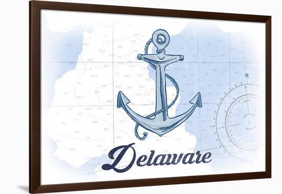 Delaware - Anchor - Blue - Coastal Icon-Lantern Press-Framed Art Print