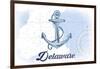 Delaware - Anchor - Blue - Coastal Icon-Lantern Press-Framed Art Print