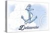 Delaware - Anchor - Blue - Coastal Icon-Lantern Press-Stretched Canvas