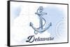 Delaware - Anchor - Blue - Coastal Icon-Lantern Press-Framed Stretched Canvas