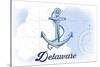 Delaware - Anchor - Blue - Coastal Icon-Lantern Press-Stretched Canvas