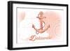 Delaware - Anchor - Coral - Coastal Icon-Lantern Press-Framed Art Print