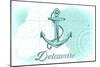 Delaware - Anchor - Teal - Coastal Icon-Lantern Press-Mounted Art Print