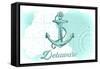 Delaware - Anchor - Teal - Coastal Icon-Lantern Press-Framed Stretched Canvas