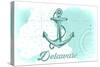 Delaware - Anchor - Teal - Coastal Icon-Lantern Press-Stretched Canvas