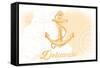 Delaware - Anchor - Yellow - Coastal Icon-Lantern Press-Framed Stretched Canvas