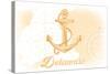 Delaware - Anchor - Yellow - Coastal Icon-Lantern Press-Stretched Canvas