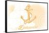 Delaware - Anchor - Yellow - Coastal Icon-Lantern Press-Framed Stretched Canvas