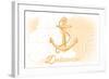 Delaware - Anchor - Yellow - Coastal Icon-Lantern Press-Framed Art Print