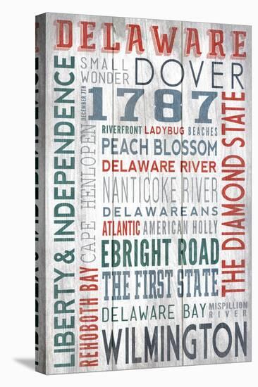 Delaware - Barnwood Typography-Lantern Press-Stretched Canvas