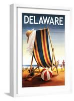 Delaware - Beach Chair and Ball-Lantern Press-Framed Art Print