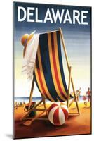 Delaware - Beach Chair and Ball-Lantern Press-Mounted Art Print