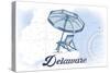 Delaware - Beach Chair and Umbrella - Blue - Coastal Icon-Lantern Press-Stretched Canvas