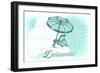 Delaware - Beach Chair and Umbrella - Teal - Coastal Icon-Lantern Press-Framed Art Print