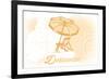 Delaware - Beach Chair and Umbrella - Yellow - Coastal Icon-Lantern Press-Framed Art Print