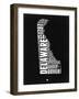 Delaware Black and White Map-NaxArt-Framed Art Print